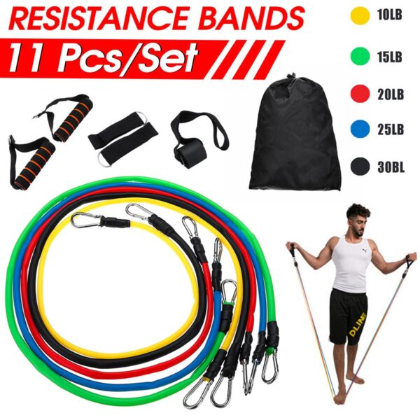 11PCS Resistance Bands Set Bodybuilding Home Gym Equipment Professional Weight Training Fitness Elastic Rubber Bands Expander