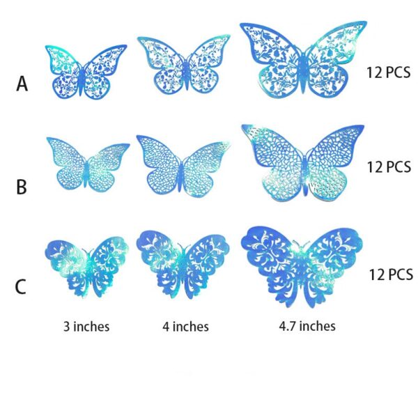 12Pcs 3D Purple Blue Butterflies Wall Stickers Hollow Butterfly for Kids Rooms Home Wall Fridge Decor DIY Art Mural Room Decor