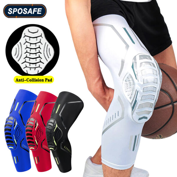 1Pair Fitness Anti-Collision Leg Pads Brace Elastic Knee Cover for Outdoor Sports Riding Basketball Protective Gear Men Women