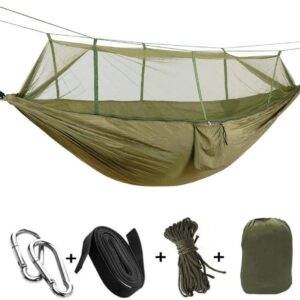 2 Person Camping Garden Hammock With Mosquito Net Outdoor Furniture Bed Strength Parachute Fabric Sleep Swing Portable Hanging