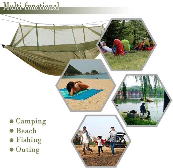 2 Person Camping Garden Hammock With Mosquito Net Outdoor Furniture Bed Strength Parachute Fabric Sleep Swing Portable Hanging