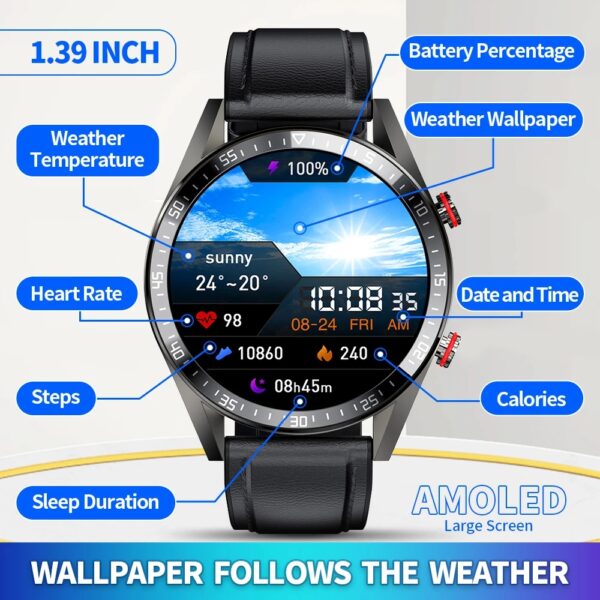 2022 New 454*454 Screen Smart Watch Always Display The Time Bluetooth Call Local Music Smartwatch For Mens Android TWS Earphones