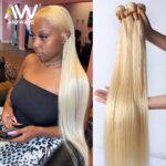 26 28 30 32 Inch 613 Blonde Straight Brazilian Weave Honey Color 3 4 Bundles 100% Virgin Human Hair Double Drawn Weft Extensions