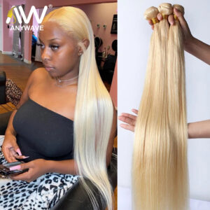 26 28 30 32 Inch 613 Blonde Straight Brazilian Weave Honey Color 3 4 Bundles 100% Virgin Human Hair Double Drawn Weft Extensions