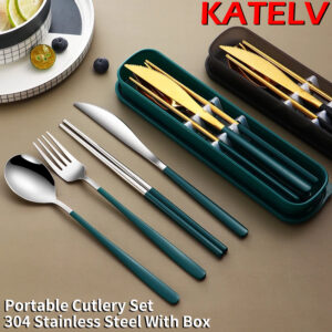 304 Tableware Set Portable Cutlery Set Dinnerware Set High Quality Stainless Steel Knife Fork Spoon Travel Flatware With Box