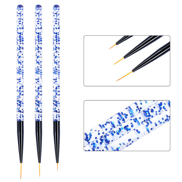 3pcs/Set Acrylic French Stripe Nail Art Line Painting Pen 3D Tips Manicure slim Line Drawing Pen UV Gel Brushes Painting Tools