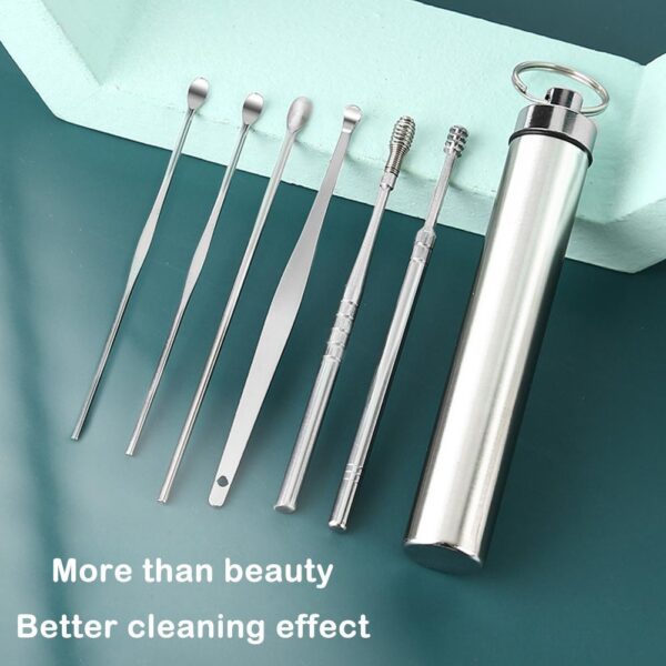 7pcs/set Ear Cleaner Wax Removal Tool Earpick Sticks Earwax Remover Curette Ear Pick Cleaning Ear Cleanser Spoon for Ear Care