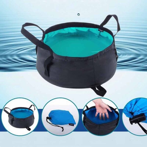 8.5L Large Capacity Outdoor Hiking Camping Fishing Folding Nylon Bucket Portable Water Storage Pot Household Cleaning Tools