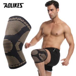 AOLIKES 1PCS Copper Elastic Knee Pad Sports Fitness Kneepad Gym Gear Patella Running Basketball Volleyball Knee Brace Support