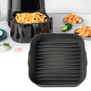 Air Fryer Silicone Baking Tray Pan Square Non-stick Pot Insert Basket Holder Fried Chicken Container Oven Air Fryer Accessories