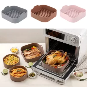 Air Fryer Silicone Basket Airfryer Silicone Pot Air Fryer Pot Baking Basket With Handle Microwave Bowl Air Fryer Accessories