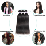 Allove Straight Hair Bundles Bone Straight Human Hair Bundles 30 Inch Remy Hair Bundles Brazilian Weave Human Hair Extensions