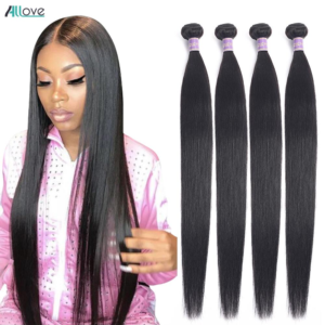 Allove Straight Hair Bundles Bone Straight Human Hair Bundles 30 Inch Remy Hair Bundles Brazilian Weave Human Hair Extensions