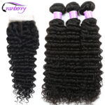 CRANBERRY Hair Deep Wave Human Hair Bundles With Closure 4 pcs/lot Brazilian Hair Weave Bundles With Closure Remy Hair Extension