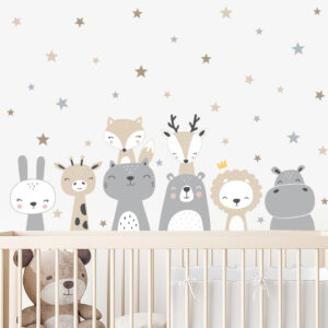 Cartoon-Cute-Lion-Giraffe-Animals-Stars-Wall-Sticker-Nursery-Vinyl-Children-s-Wall-Art-Decals-for-1