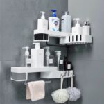 Corner Bathroom Organizer Shelf Shampoo Cosmetic Storage Rack Wall Mounted Kitchen Shelf Household Items Bathroom Accessories