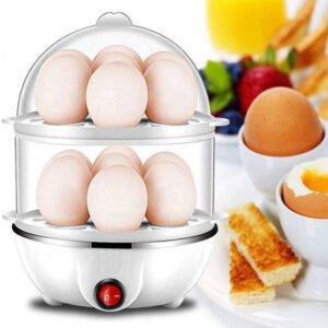 Electric Egg Boiler Cooker Double-Layer Automatic Mini Steamer Poacher Cookware Kitchen Cooking Tool Egg Steamer Breakfast Maker