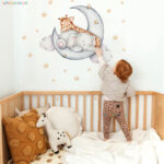 Elephant Giraffe Wall Stickers For Kids Rooms Wall Decorative Vinyl Animal Pattern Moon Child Wall Stickers For Children's Room