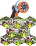 Garden Irrigation 8-Function Water Gun Household Car Washing Yard Lawn Watering Spray Gun House Cleaning Pet Shower Water Gun