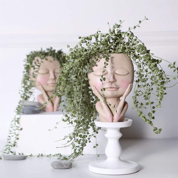 Girls Face Head Flower Planter Succulent Plant Flower Container Pot Flowerpot Figure Garden Decor Nordic Tabletop Ornament H5