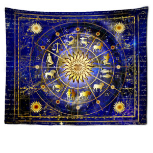 Golden Sun Star Symbol Magic Array Tapestry Wall Hanging Bohemian Hippie Planet Psychedelic Witchcraft Room Decor