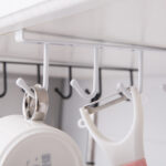 Iron 6 Hooks Storage Shelf Wardrobe Cabinet Metal Under Shelves Mug Cup Hanger Bathroom Kitchen Organizer Hanging Rack Holder