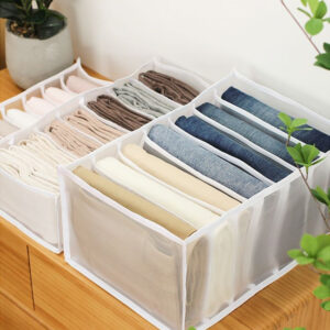 Jeans Compartment Storage Box Closet Clothes Drawer Mesh Separation Box Stacking Pants Drawer Divider Can Washed Home Organizer