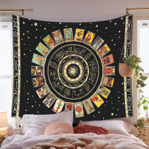 Mandala-Tarot-Card-Tapestry-Wheel-of-the-Zodiac-Astrology-Chart-the-Major-Arcana-Tarot-Sun-and-1