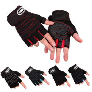 Men Gym Gloves Weightlifting Bodybuilding Training Fitness Fingerless Gloves Half Finger Cycling Gloves Non-Slip Wrist Support