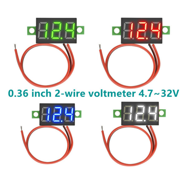 Mini Digital Voltmeter Voltage Tester Meter 0.36'' DC 4V-32V LED Screen Electronic Parts Accessories Digital Voltmeter 12V 24V