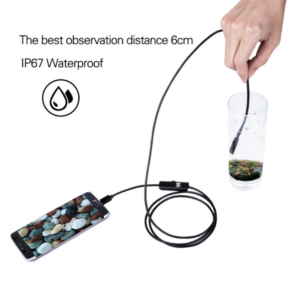 Mini Endoscope Camera Waterproof Endoscope Borescope Adjustable Soft Wire 6 LEDS 7mm Android Type-C USB Inspection Camea for Car