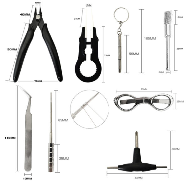 Mini Vape DIY Tool Bag Tweezers Pliers Wire Heaters Kit Coil Jig Winding For Packing Electronic Cigarette Accessories