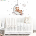 Moon Cloud Big Wall Stickers For Kids Rooms Boys Stars Large Wall Stickers For Children's Room Bear Bedroom Decoration