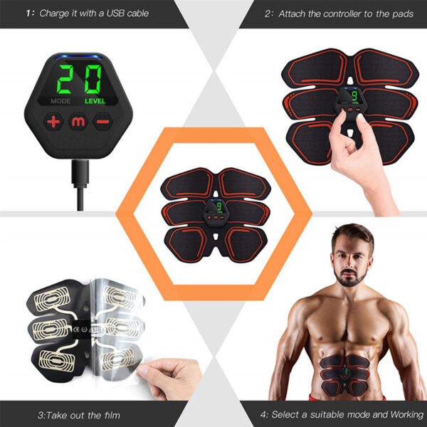 Muscle Stimulator EMS Abdominal Hip Trainer LCD Display Toner USB Abs Fitness Training Home Gym Weight Loss Body Slimming