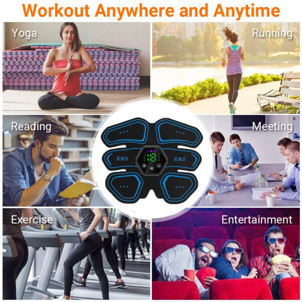 Muscle Stimulator EMS Abdominal Hip Trainer LCD Display Toner USB Abs Fitness Training Home Gym Weight Loss Body Slimming