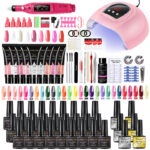 Nail Set With Nail Lamp Nail Dryer Nail Drill Machine Manicure Set Kit Polygels Nail Gel Polish Set Soak-off Nail Art Tools Sets