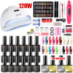 Nail Set With Nail Lamp Nail Dryer Nail Drill Machine Manicure Set Kit Polygels Nail Gel Polish Set Soak-off Nail Art Tools Sets