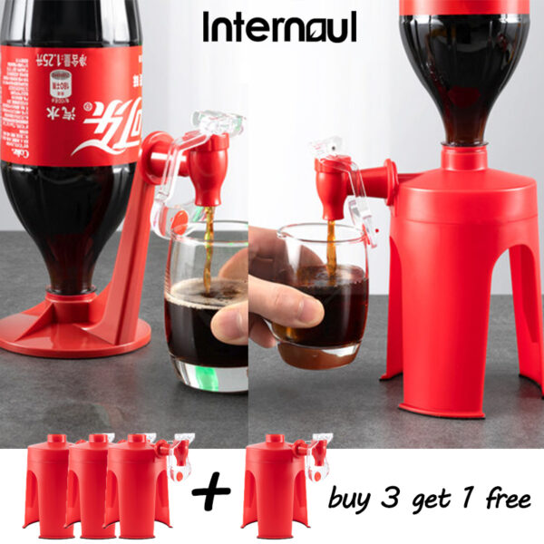Novelty Saver Soda Beverage Dispenser Bottle Coke Upside Down Drinking Water Dispense Machine Switch for Gadget Party Home Bar