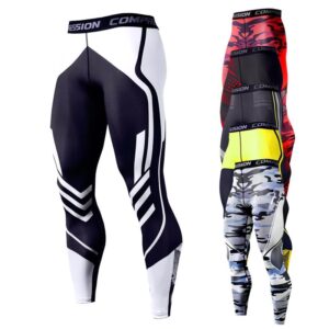 Quick-drying Men Running Tights Pants Compression Print Basketball Training Leggings Elastic Gym Clothing Men Workout Sportswear