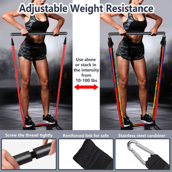 Resistance Band Set 150 Lbs Workout Bands 11 Piece Sports Suit with Heavy Duty Protective Nylon Cloth for Home Outdoor Workouts