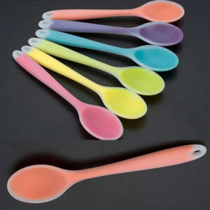 Silicone Spoon Non-Stick Random Color High Temperature Spoon New High Quality Silicone Stainless Steel Paddle Tablespoons