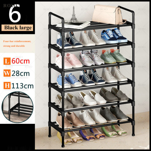 Simple Shoe Rack Metal Shoe Shelf Footwear Shoe Rack Living Room Space Saving Shoes Organizer Stand Holder Black Shoe Shelf