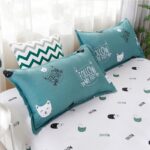 Solstice Home Textile Cyan Cute Cat Kitty Duvet Cover Pillow Case Bed Sheet Boy Kid Teen Girl Bedding Covers Set King Queen Twin