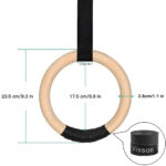 Sports Wood Gymnastic Rings with Adjustable Buckle Straps Anti-slip belt for Strength Training Home Gym Full Body Workout