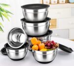 Stainless Steel Mixing Bowl Fruit Salad Bowl Non Slip Silicone Bottom Food Storage Bowl Set Kitchen Salad Cooking Bowl Tableware