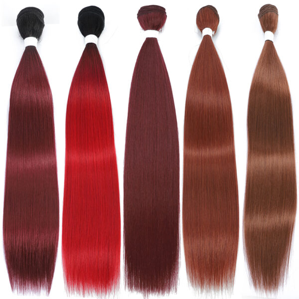 Straight Hair Extensions Heat Resistant Synthetic Hair Bundles Colorful High Temperature Cosplay Brown Blonde Hair Free Shipping