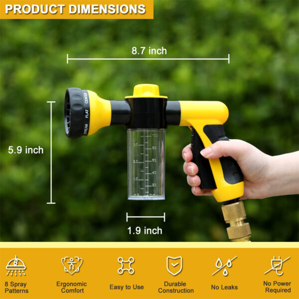 TOOLSAY Garden Spray Water Gun Foam Sprayer Hose Nozzle High Pressure Sprinkler for Watering Plants Lawn Car Wash Showering Pet