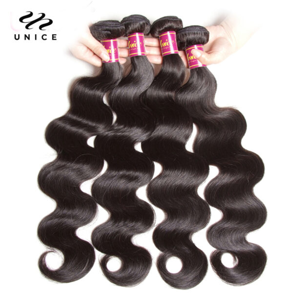 UNICE 30Inch Body Wave Brazilian Virgin Hair Bundles Natural Color 100% Human Hair Weave 1/3/4 pcs for Africa American Women