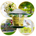 Wild Bird Feeder Hanging Gazebo Feeding Tool with Round Shaped Roof Portable Waterproof Pet Supply for Outside Garden Yard Decor