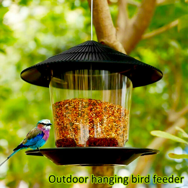 Wild Bird Feeder Hanging Gazebo Feeding Tool with Round Shaped Roof Portable Waterproof Pet Supply for Outside Garden Yard Decor